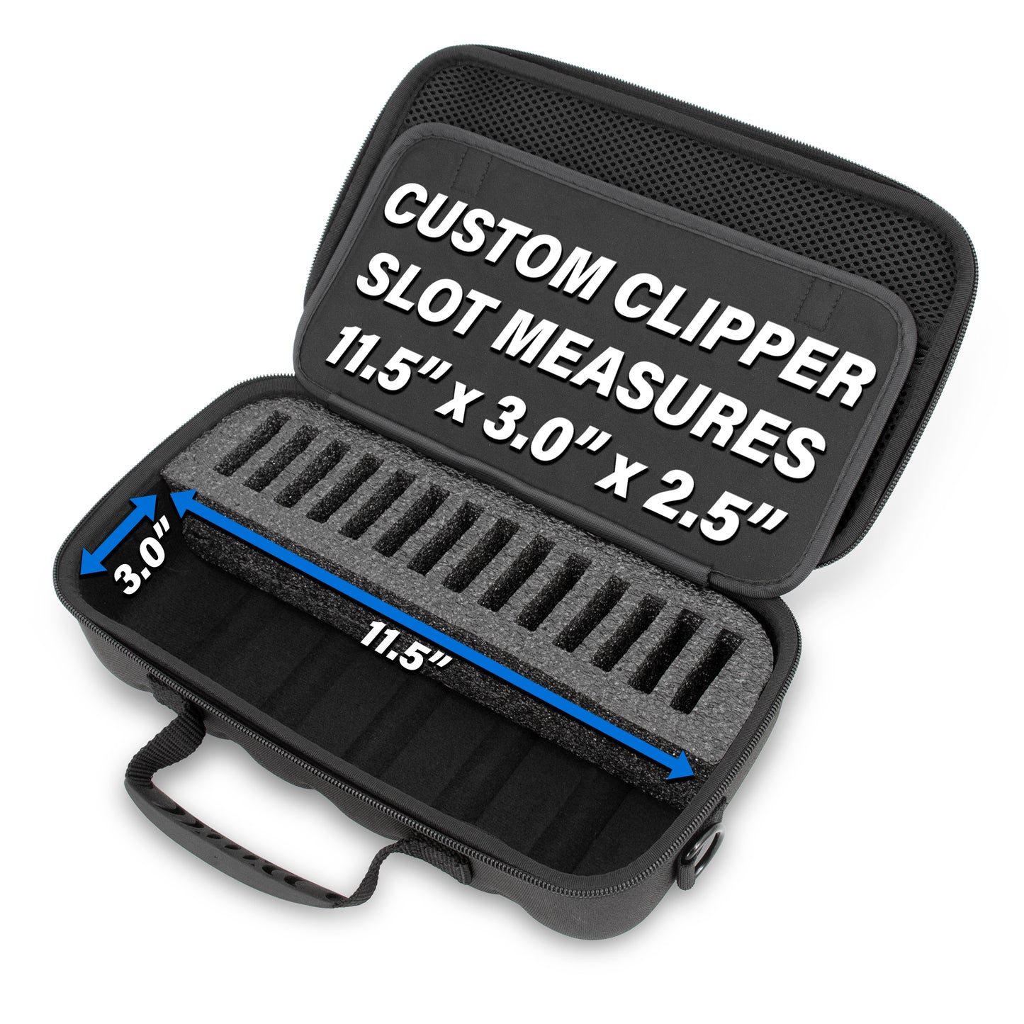 Hair Clipper Case For Barbers Compatible with 14 Metal Andis, Oster, Wahl - Detachable Clipper Blades, Includes Black Carry Case Only