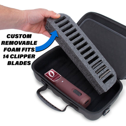 Hair Clipper Case For Barbers Compatible with 14 Metal Andis, Oster, Wahl - Detachable Clipper Blades, Includes Black Carry Case Only
