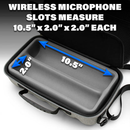 Dual Wireless Microphone Case for Wireless Mic System Compatible with Sennhesier, Shure Microphones and More, Dual Mic Bag with Strap