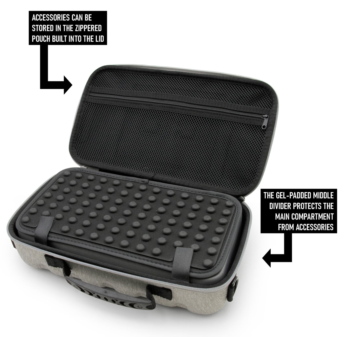 Hair Clipper Case For Barbers Compatible with 14 Metal Andis, Oster, Wahl - Detachable Clipper Blades, Includes Grey Carry Case Only