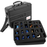 CASEMATIX Miniature Carrying Case - Fully Customizable Miniature Storage Case with Two Pluck Foam Foam Trays For Minis, with Shoulder Strap