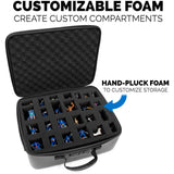 CASEMATIX Miniature Carrying Case - Fully Customizable Miniature Storage Case with Two Pluck Foam Foam Trays For Minis, with Shoulder Strap