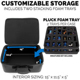 CASEMATIX Miniature Carrying Case - Fully Customizable Miniature Storage Case with Two Pluck Foam Foam Trays For Minis, with Shoulder Strap
