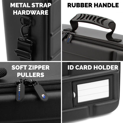 Miniature Carrying Case - Fully Customizable Miniature Storage Case with Two Pluck Foam Foam Trays For Minis, with Shoulder Strap