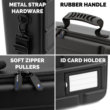 Rock Collection Travel Case - 144 Slot Rock Collection Box with Four Protective Foam Trays, Crystal Storage and Travel Case with Shoulder Strap