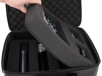 Hard Shell Case with 2 Customizable Pluck Foam Inserts - 15" Protective Case with Stacking Foam Trays & Shoulder Strap for Electronics, Tools & More