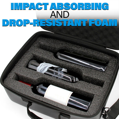 Wine Travel Case for 3 Bottles with Shock-Absorbing Foam & Adjustable Carrying Strap - Protective Wine Suitcase for Storage