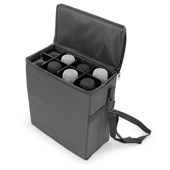 CASEMATIX Wireless Microphone Case Compatible with Eight Wireless Mic System Microphones Up To 11