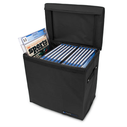 Graded Magazine Storage Case for 25 CGC Slabs, Lightweight Bin with 2 Removable Dividers, Fits Graded Book Slabs up to 14.5" x 10.25"