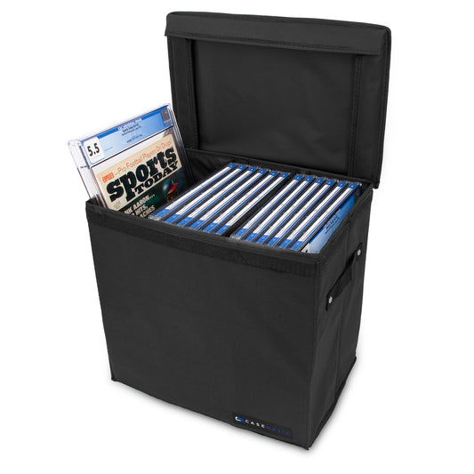 Graded Magazine Storage Case for 25 CGC Slabs, Lightweight Bin with 2 Removable Dividers, Fits Graded Book Slabs up to 14.5" x 10.25"