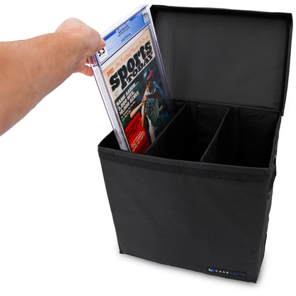 Graded Magazine Storage Case for 25 CGC Slabs, Lightweight Bin with 2 Removable Dividers, Fits Graded Book Slabs up to 14.5" x 10.25"
