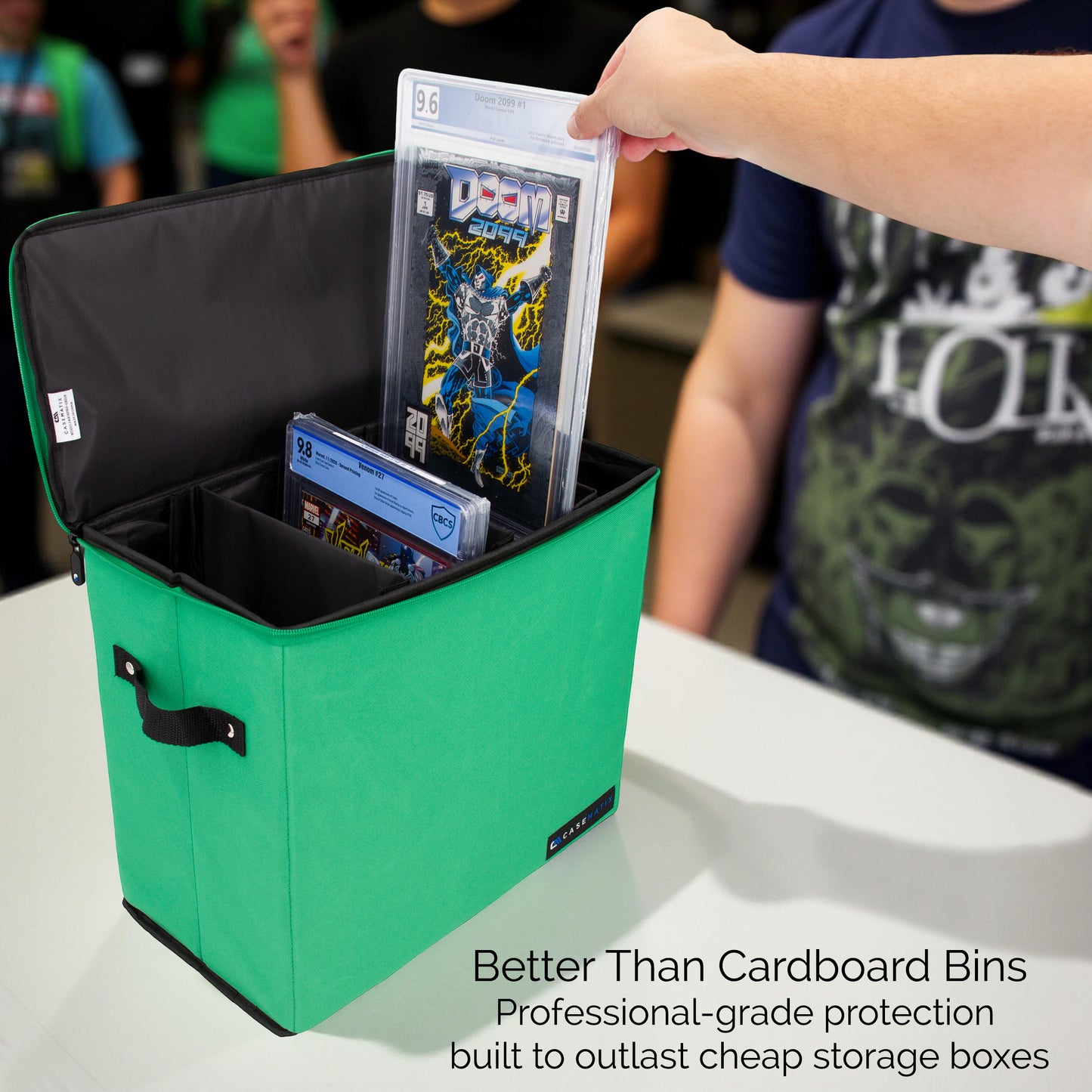 Graded Comic Book Storage Case – Fits 28 CGC Comics, Premium Comic Bin with 3 Removable Dividers for Slabbed Comics, Collectible Storage & Protection
