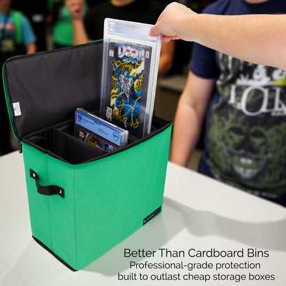 Graded Comic Book Storage Case – Fits 28 CGC Comics, Premium Comic Bin with 3 Removable Dividers for Slabbed Comics, Collectible Storage & Protection