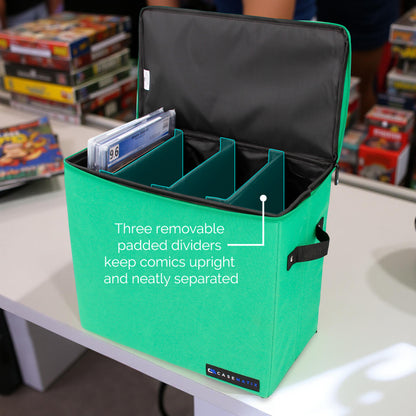 Graded Comic Book Storage Case – Fits 28 CGC Comics, Premium Comic Bin with 3 Removable Dividers for Slabbed Comics, Collectible Storage & Protection