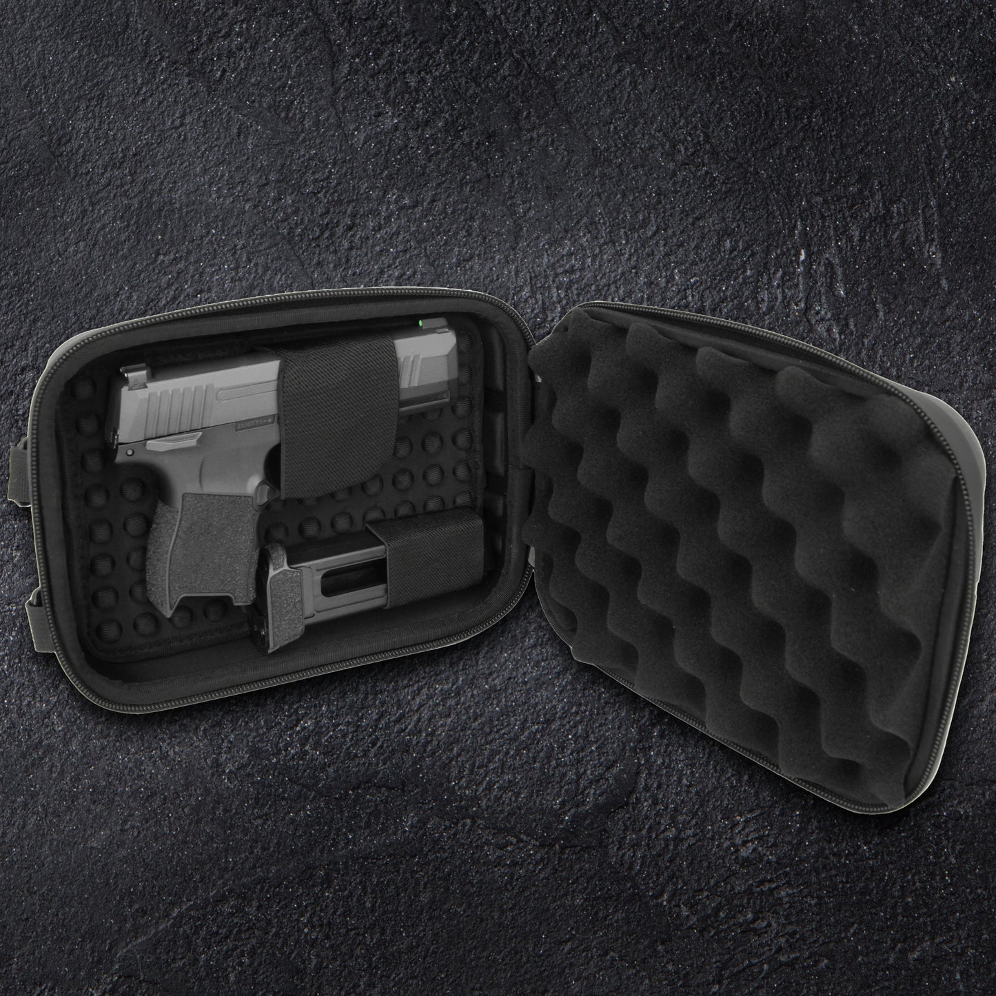Concealed Carry Locking Pistol Case Fits 9mm Pistols and Extra Mag - Portable EVA Handgun Case Water Resistant Gun Bag and Shoulder Strap