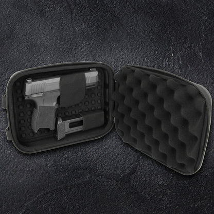 Concealed Carry Locking Pistol Case Fits 9mm Pistols and Extra Mag - Portable EVA Handgun Case Water Resistant Gun Bag and Shoulder Strap