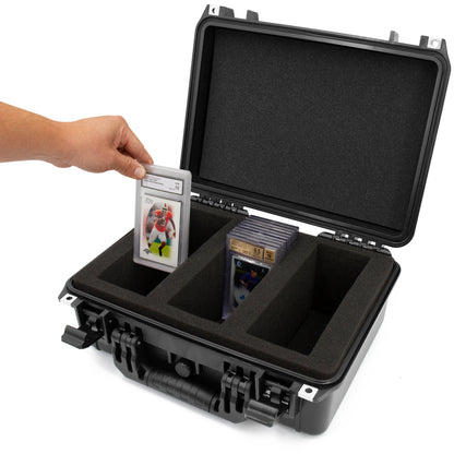 Graded Card Storage Box Fits 90+ BGS PSA Trading Cards TCG, Waterproof Sports Card Case with Three Custom Graded Card Case Compartments