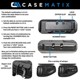 CASEMATIX Locking Pistol Case Fits Small to Large 9mm Pistols with Room For Extra Clips and Attachments - Premium Handgun Case with Lock Zippers