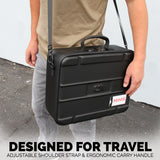 CASEMATIX Miniature Carrying Case - Fully Customizable Miniature Storage Case with Two Pluck Foam Foam Trays For Minis, with Shoulder Strap