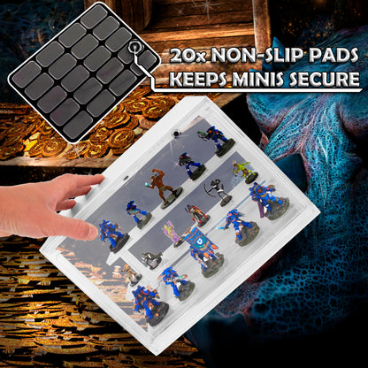 LED Display Case for Miniatures - 3-Tier Clear Acrylic Storage with 20 Grip Pads