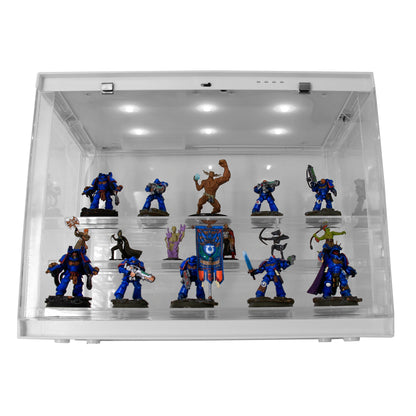 LED Display Case for Miniatures - 3-Tier Clear Acrylic Storage with 20 Grip Pads