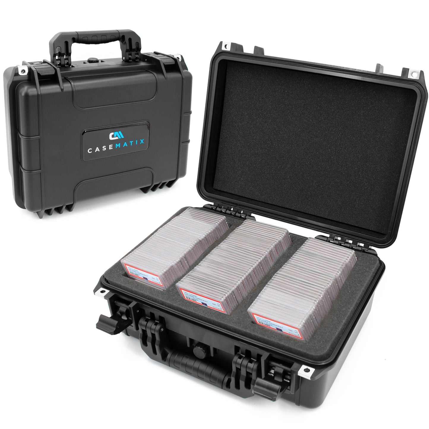 Graded Card Storage Box Fits 90+ BGS PSA Trading Cards TCG, Waterproof Sports Card Case with Three Custom Graded Card Case Compartments