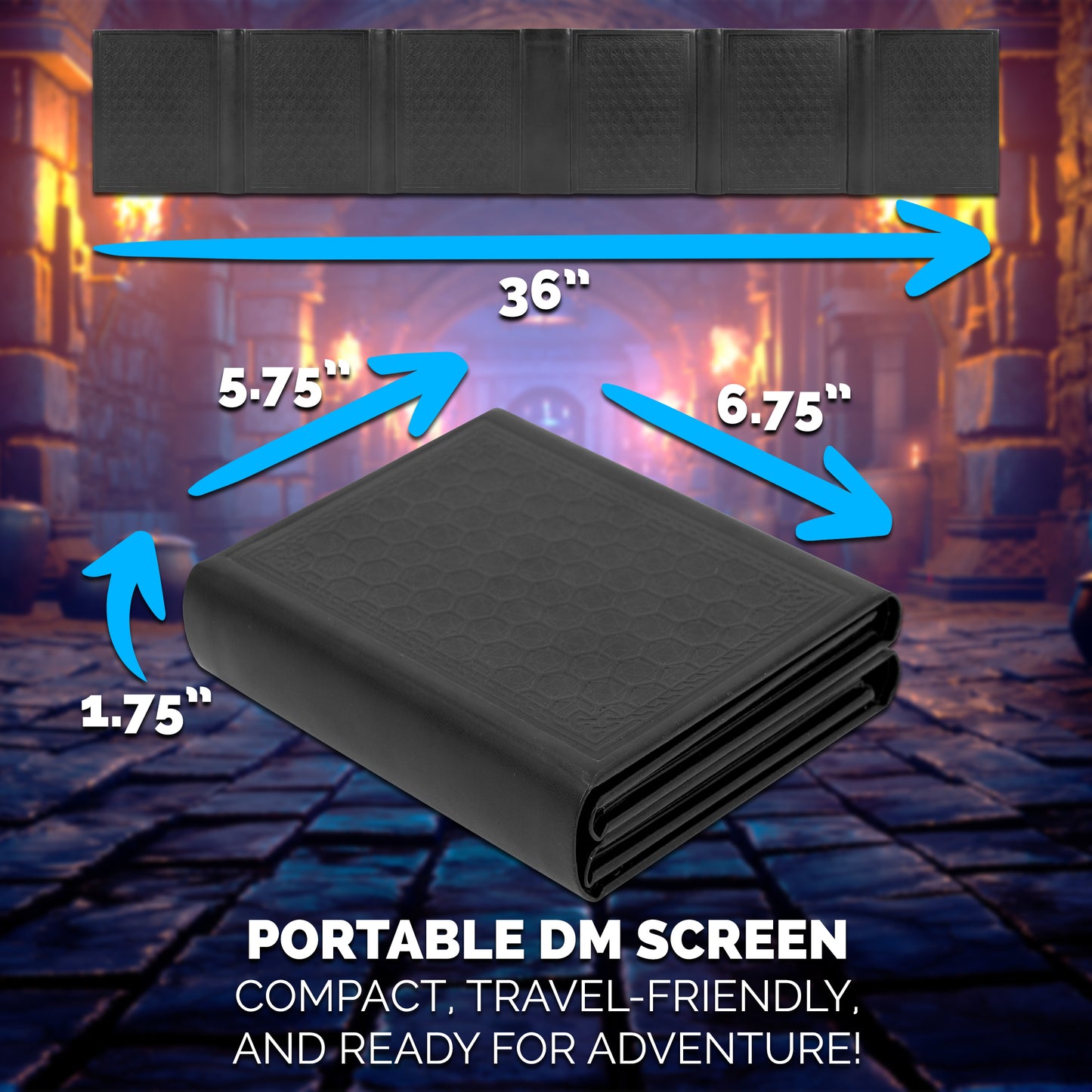 Compact DM Screen - 6-Panel Faux Leather Dungeon Master Screen for D&D and TTRPGs