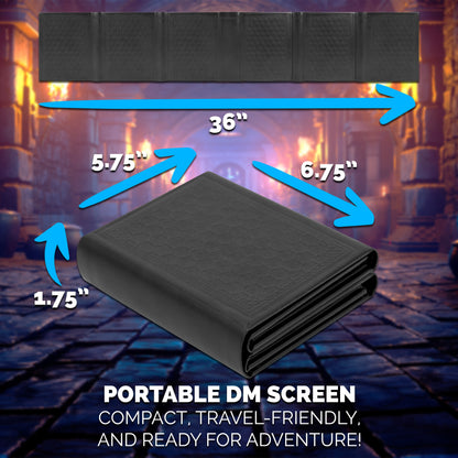 Compact DM Screen - 6-Panel Faux Leather Dungeon Master Screen for D&D and TTRPGs