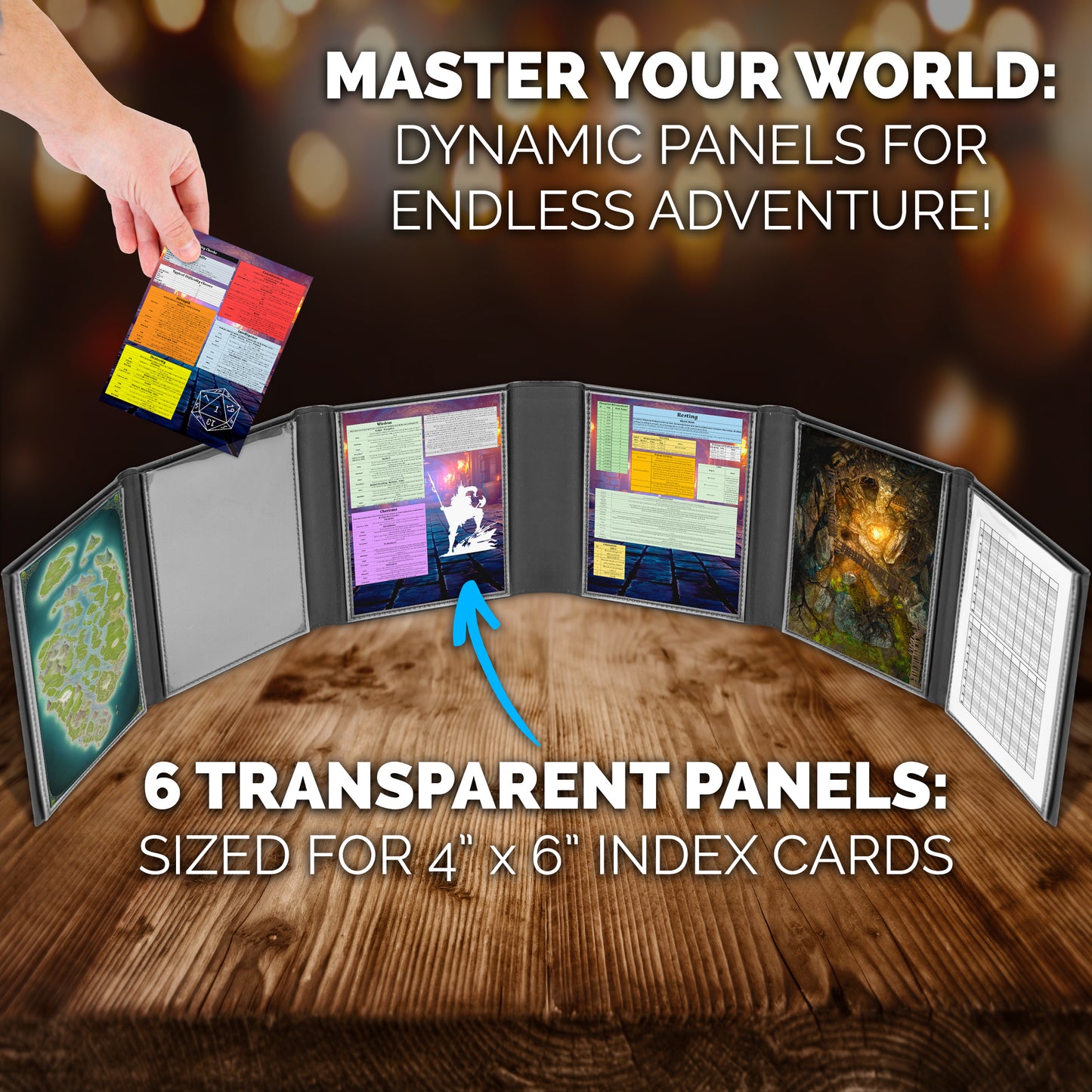 Compact DM Screen - 6-Panel Faux Leather Dungeon Master Screen for D&D and TTRPGs