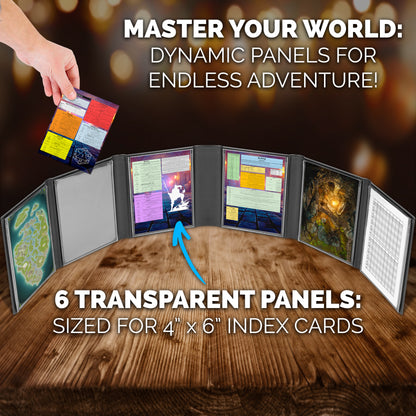 Compact DM Screen - 6-Panel Faux Leather Dungeon Master Screen for D&D and TTRPGs