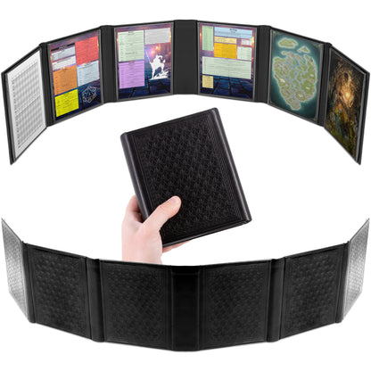 Compact DM Screen - 6-Panel Faux Leather Dungeon Master Screen for D&D and TTRPGs