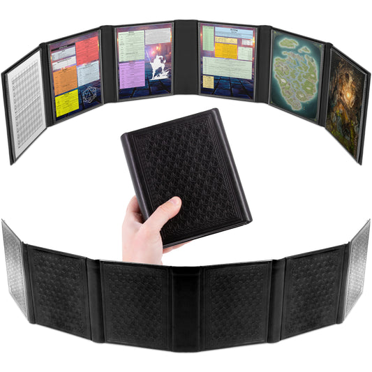 Compact DM Screen - 6-Panel Faux Leather Dungeon Master Screen for D&D and TTRPGs