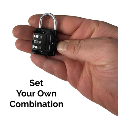 Adjustable Combination Padlock, Weather Resistant, 3 Digit Resetable Combination Lock, Keyless, Black
