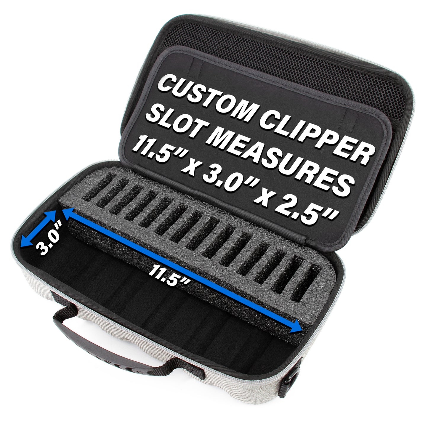 Hair Clipper Case For Barbers Compatible with 14 Metal Andis, Oster, Wahl - Detachable Clipper Blades, Includes Grey Carry Case Only