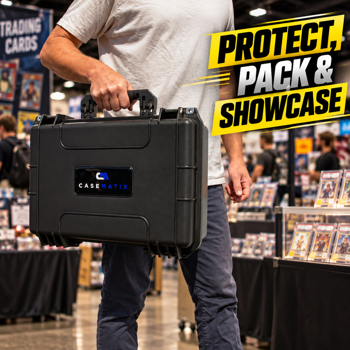 Graded Card Storage Box - 130 BGS/CSG/PSA Cards, IPX7 Waterproof Case w/ Dividers & Dual Locks for Sports Trading Card Slabs & Top Loaders
