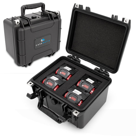 Portable Drill Battery Case – Holds 4 Milwaukee M18 Batteries, IPX7 Waterproof, Crushproof Hard Case with 6″x4.5″x3.2″ Precut Foam