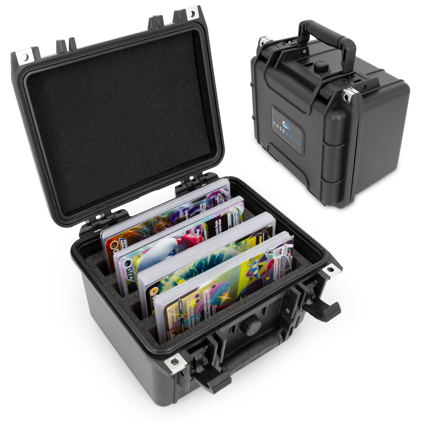 Crush Proof Jumbo Card Case With 4 Dividers - Waterproof Oversize Card Case for Large Pokemon Cards, Fits 8.5" x 5.6" Sleeves, IPX7 Protection