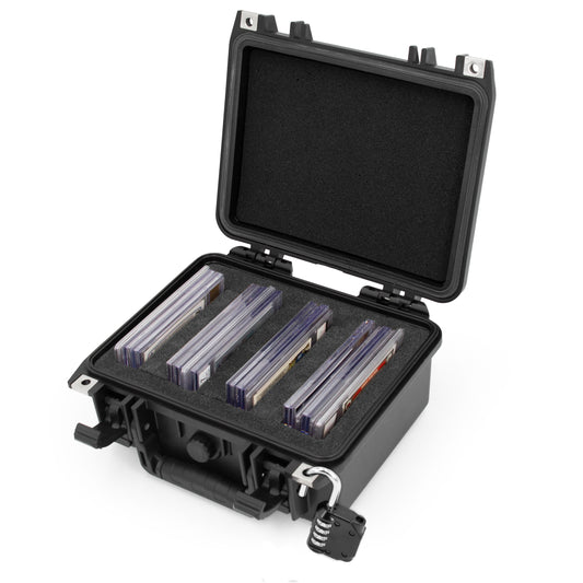 Graded Card Storage Box Compatible with 22 BGS 35 FGS 29 PSA Graded Sports Cards or 100+ Sleeve Top Loaders, Waterproof Graded Card Case