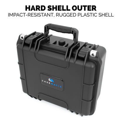 13" Waterproof 2 Handgun Case - Hard Shell Dual Pistol Case with Customizable Foam & Padlock Rings - 10.5x8x4 Interior