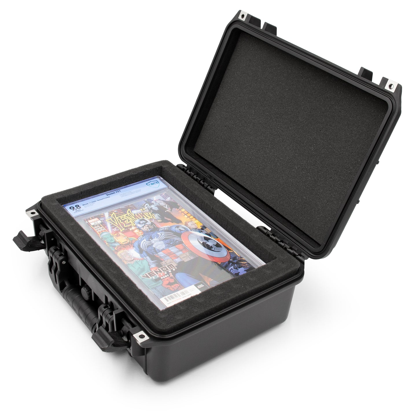 16” Waterproof Comic Book Storage Box – Customizable Case Protects Up to 8 CGC Graded Comics or 30 Sleeved Toploaders – Durable Comic Book Storage Bin