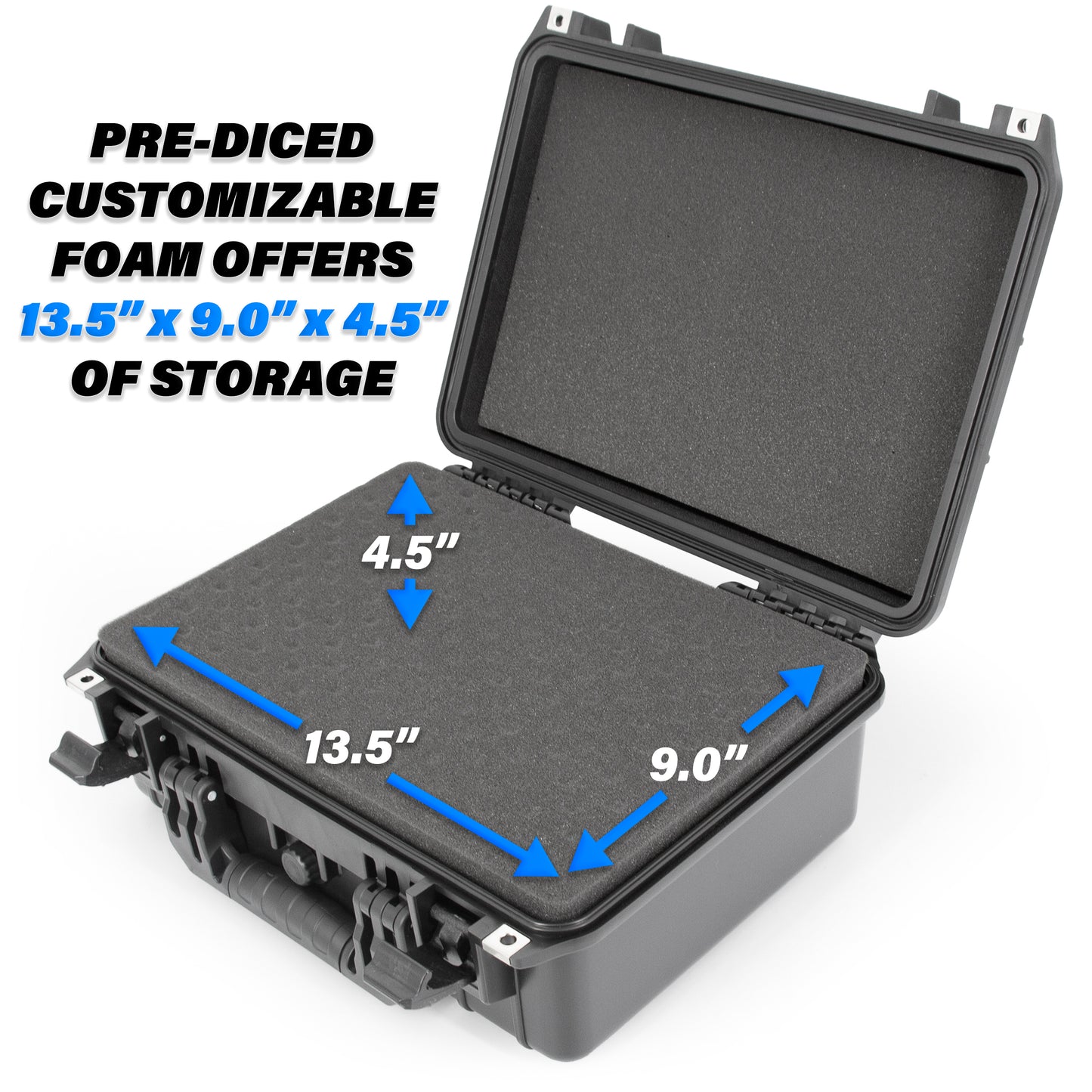 16" Waterproof Marine Case Compatible with Garmin Striker/Humminbird Helix/Lowrance - Airtight Protection with 4-Layer Customizable Foam System