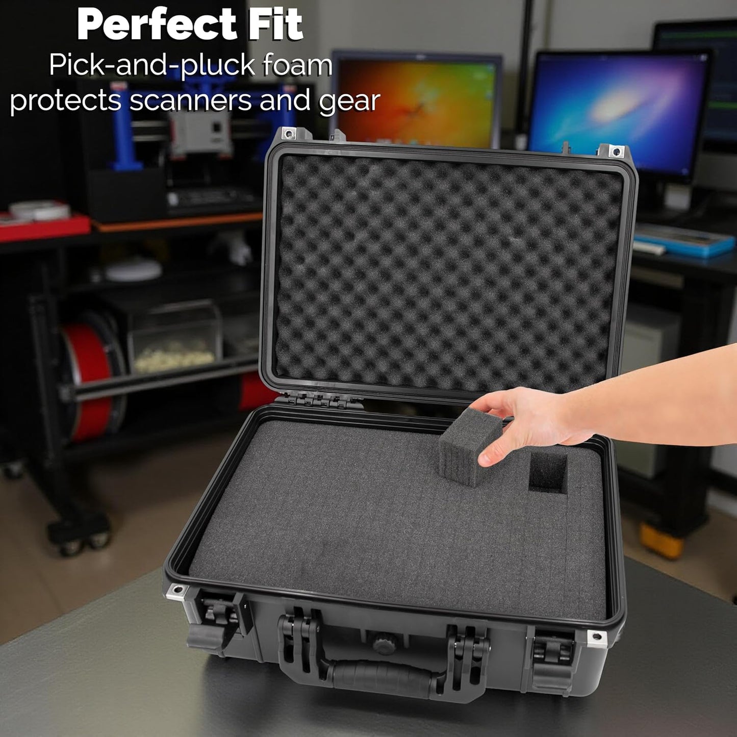 3D Scanner Case – Hard Shell Waterproof Case for 3D Scanner for 3D Printing - Compatible with Einstar Vega, Revopoint MetroX 3D, Creality 3D Scanner