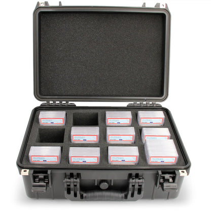Graded Card Case Compatible with 130 PSA Graded Sports Trading Cards, Waterproof Graded Slab Trading Card Box with 12 Cut Storage Dividers