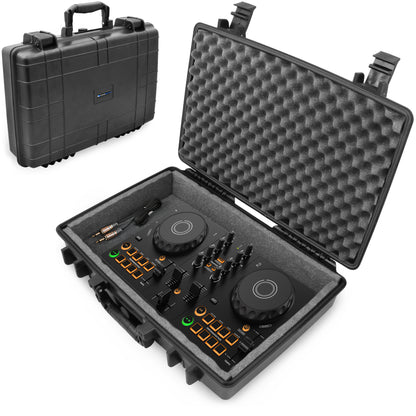 DJ Studio Hard Case Compatible with Pioneer DJ AlphaTheta DDJ-FLX2 Compact 2-Channel DJ Controller - Waterproof Carry Case with Foam Protection