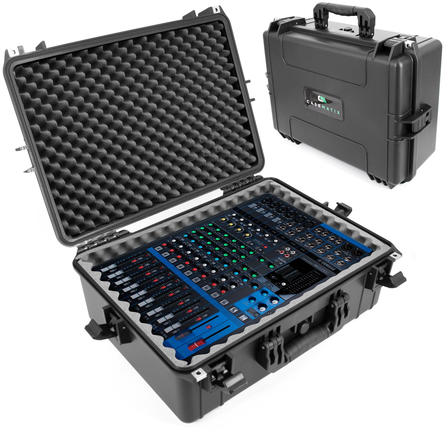Waterproof Hard Shell Travel Case Compatible with Yamaha MG12XU Mixer within Multi-Layer Foam Protection - Fits Mixers Up to 17x12.1x5 Max