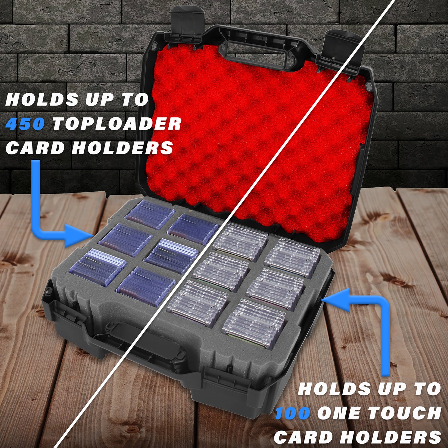 Toploader Card Storage Case for Trading Cards Fits 450 Toploader or 100 One Touch Card Holders, Toploader Storage Box with 12 Compartments