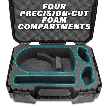 Carry Case Compatible with Meta Quest Pro or Meta Quest 3 with Elite Strap Bundle - Precision Cut Custom Foam Travel Case