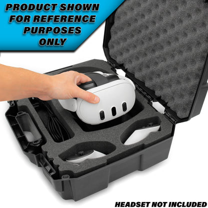 Carry Case Compatible with Meta Quest Pro or Meta Quest 3 with Elite Strap Bundle - Precision Cut Custom Foam Travel Case