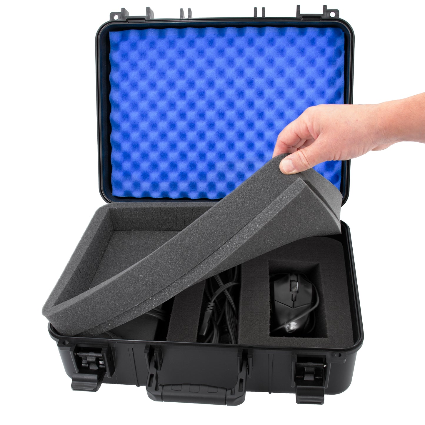15.6 Inch Hard Laptop Case – Rugged Shockproof Travel Case with Foam Protection Fits 15” Gaming Laptops Up to 14.5 x 10.5, Charger & Accessory Storage