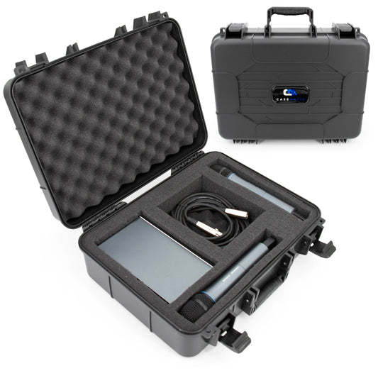 Wireless Microphone Case – Hard Shell Mic Carrying Case Compatible with Sennheiser, Shure, Audio-Technica, Nady, VocoPro Receivers and Transmitters